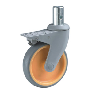 Hospital bed caster with solid stem, P95GSB-4