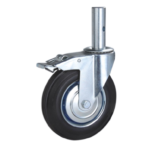 Rubber scaffold caster with solid stem, SCFD11-6