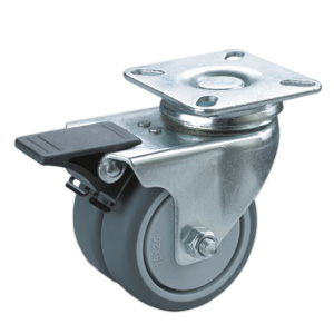 Twin wheels caster with brake, M58SPB-2