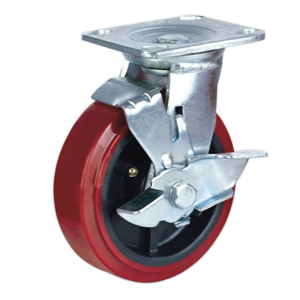 Swivel pu caster with brake, H75SPSB-4