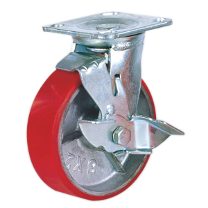 Polyurethane Wheel Steel Hub with Brake, H96SPSB-4”/5”/6”/8”