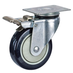 Pu casters with total brake, M38SPB-3”/4”/5”