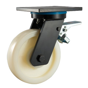 Extra heavy duty nylon casters with rear brake, EX98SPRB-6