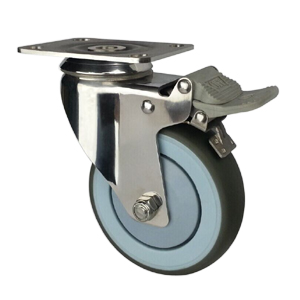 Stainless steel casters with brake, SS60SPB-3”/4”/5”