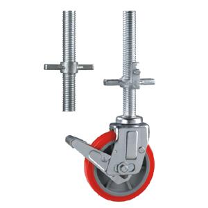 Adjustable scaffold casters and wheels