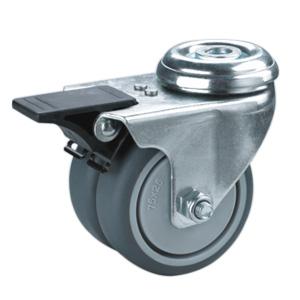 Twin wheels caster with bolt hole