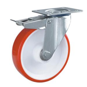 Heavy duty casters with brake